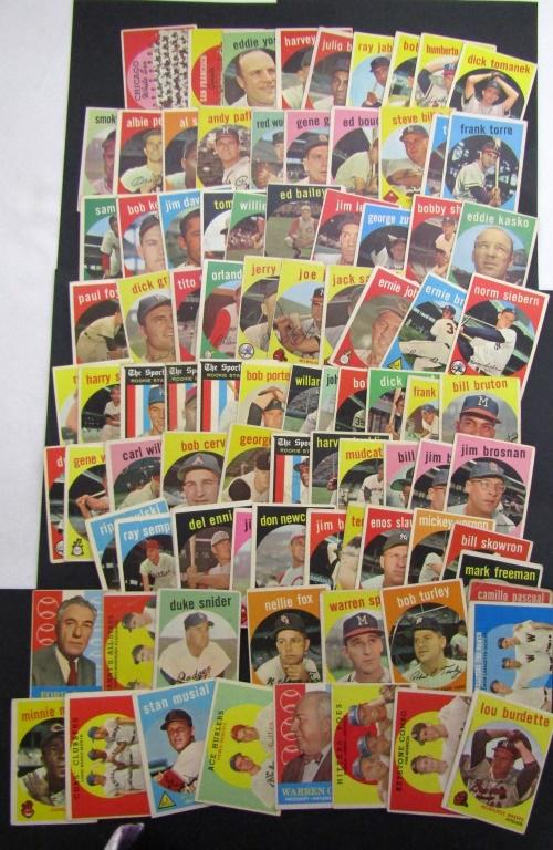 (93) 1959 TOPPS BASEBALL CARDS w/STARS (1 of 8)