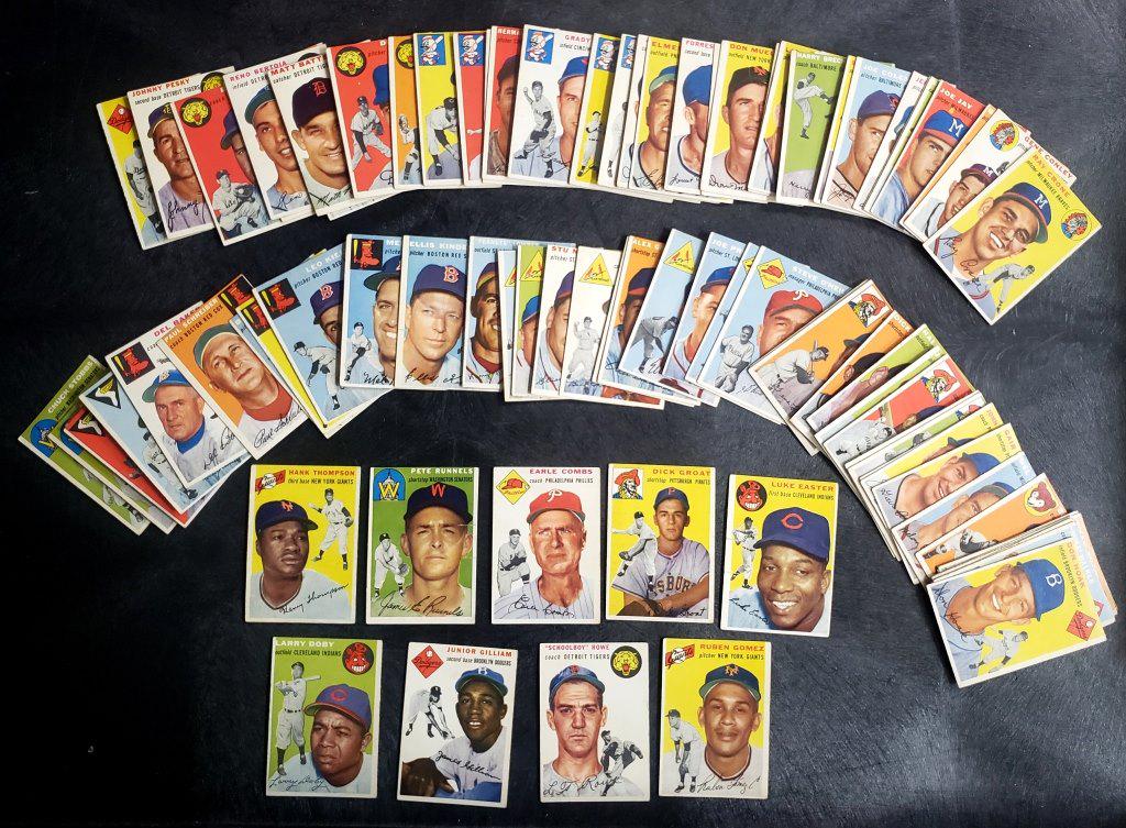 (97) 1954 TOPPS BASEBALL CARDS w/MINOR STARS (1 of 9)