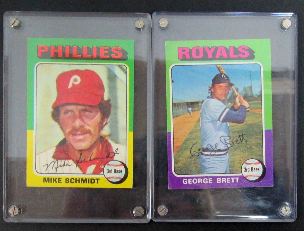 1975 TOPPS BRETT ROOKIE & SCHMIDT #70: BOTH VGEX - NO CREASES in SCREWDOWNS