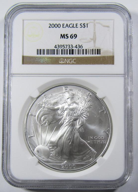2000 AMERICAN SILVER EAGLE NGC MS-69 (1 of 4)