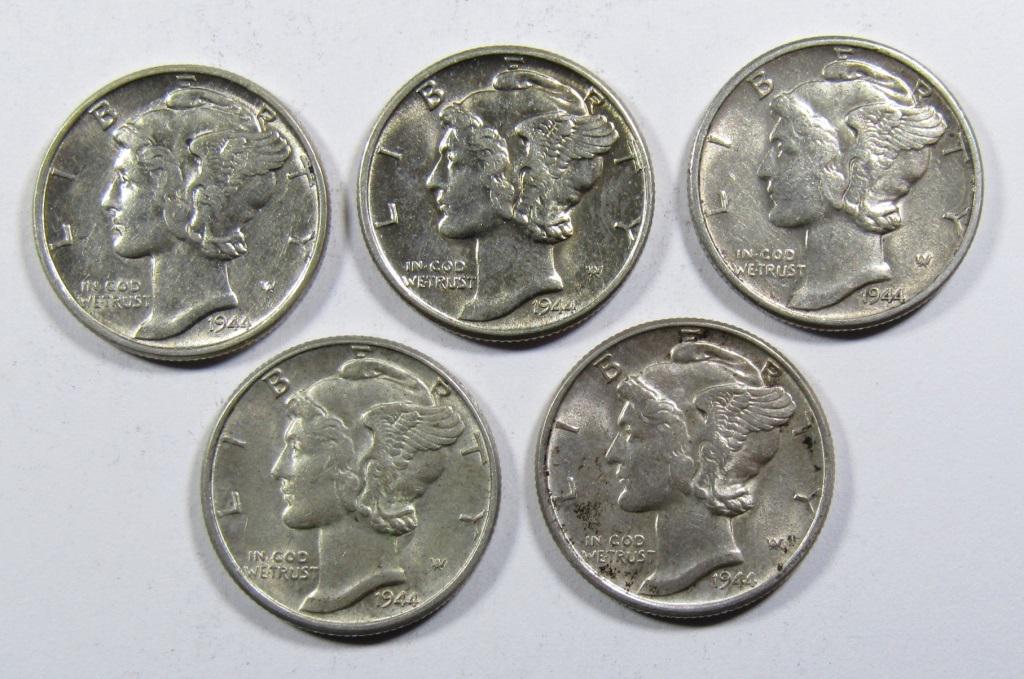 (5) 1944 MERCURY DIMES AU/BU (1 of 2)