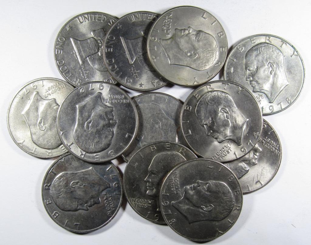 (12) EISENHOWER DOLLARS - MIXED DATES (1 of 2)