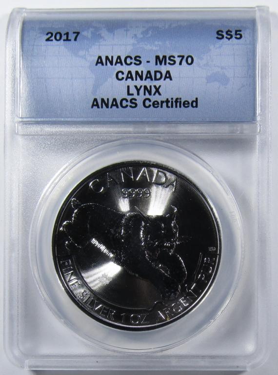 2017 $5 SILVER CANADA LYNX ANACS MS-70 (1 of 4)