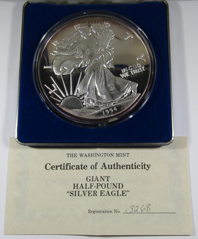 2000 Giant Half Pound .999 Silver Eagle Proof with Display