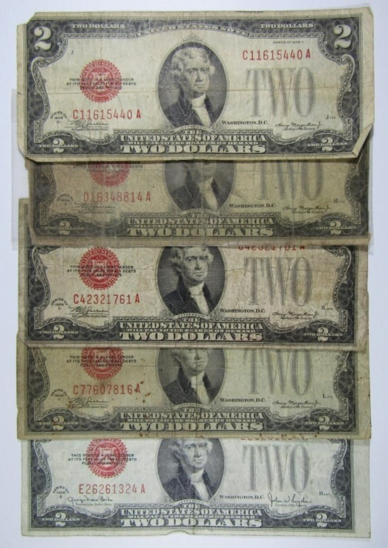 (5) 1928 $2 RED SEAL FED RSV NOTES (1 of 2)
