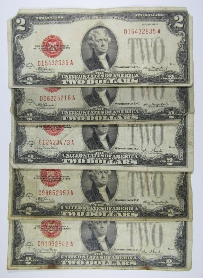 (5) 1928 $2 RED SEAL FED RSV NOTES (1 of 2)