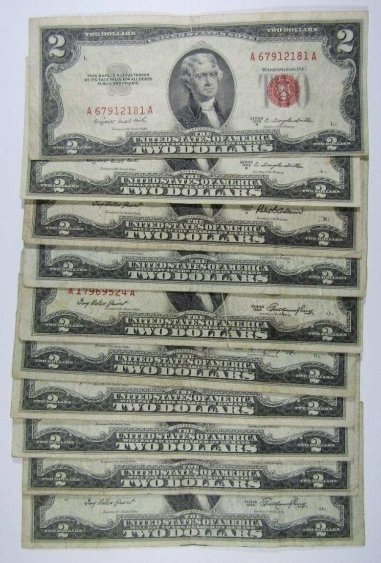 (10) 1953 $2 RED SEAL U.S. NOTES (1 of 2)