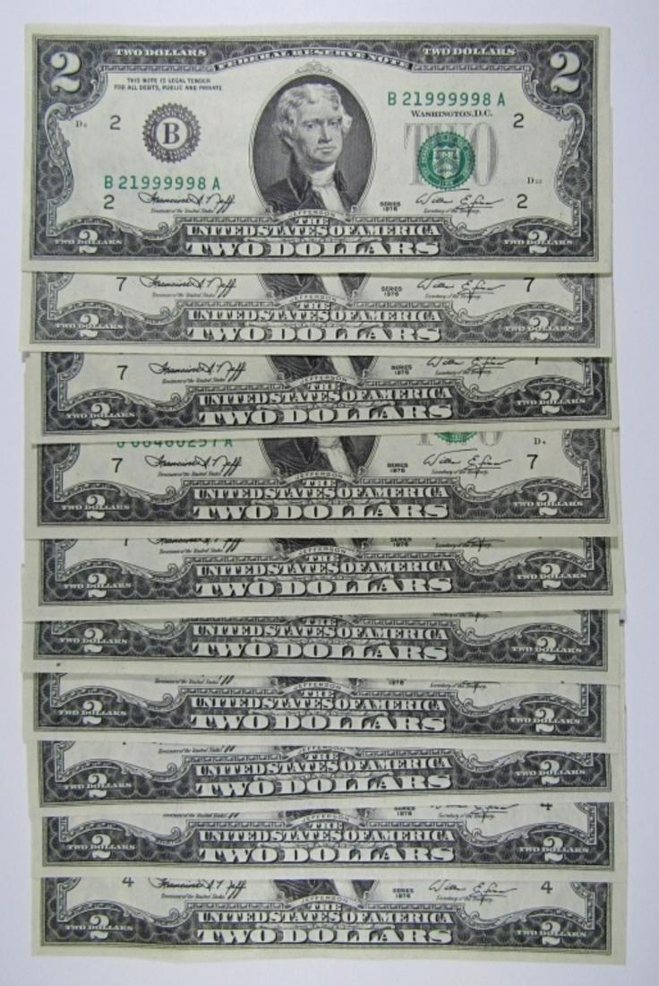 (10) 1976 $2 BICENTENNIAL NOTES - AU/CU (1 of 2)