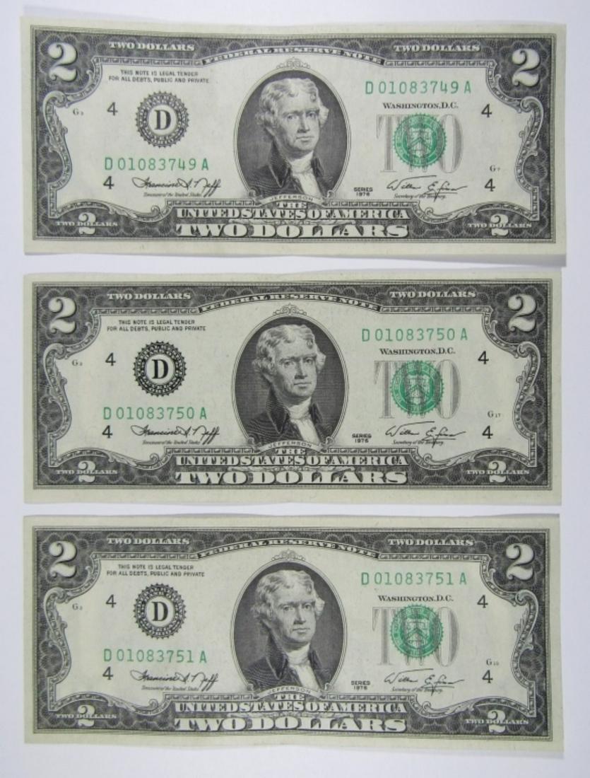 (3) 1976 $2 BICENTENNIAL "CONSECUTIVE #" (1 of 2)
