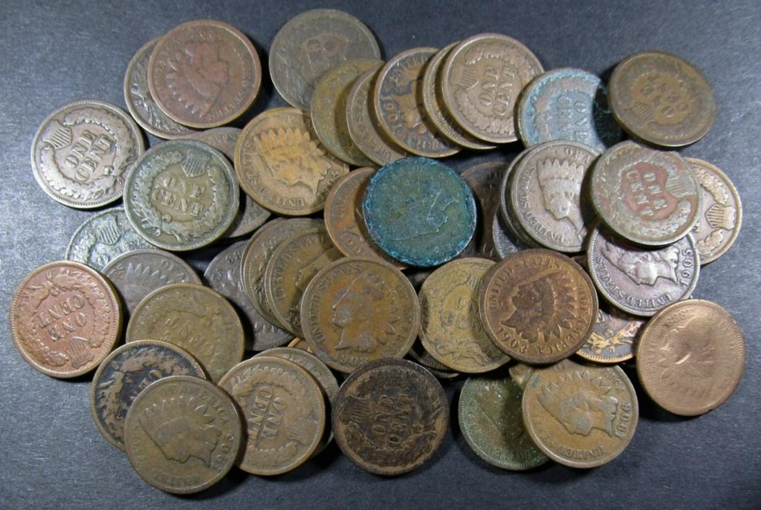 50 INDIAN CENTS MIXED LOT (1 of 2)