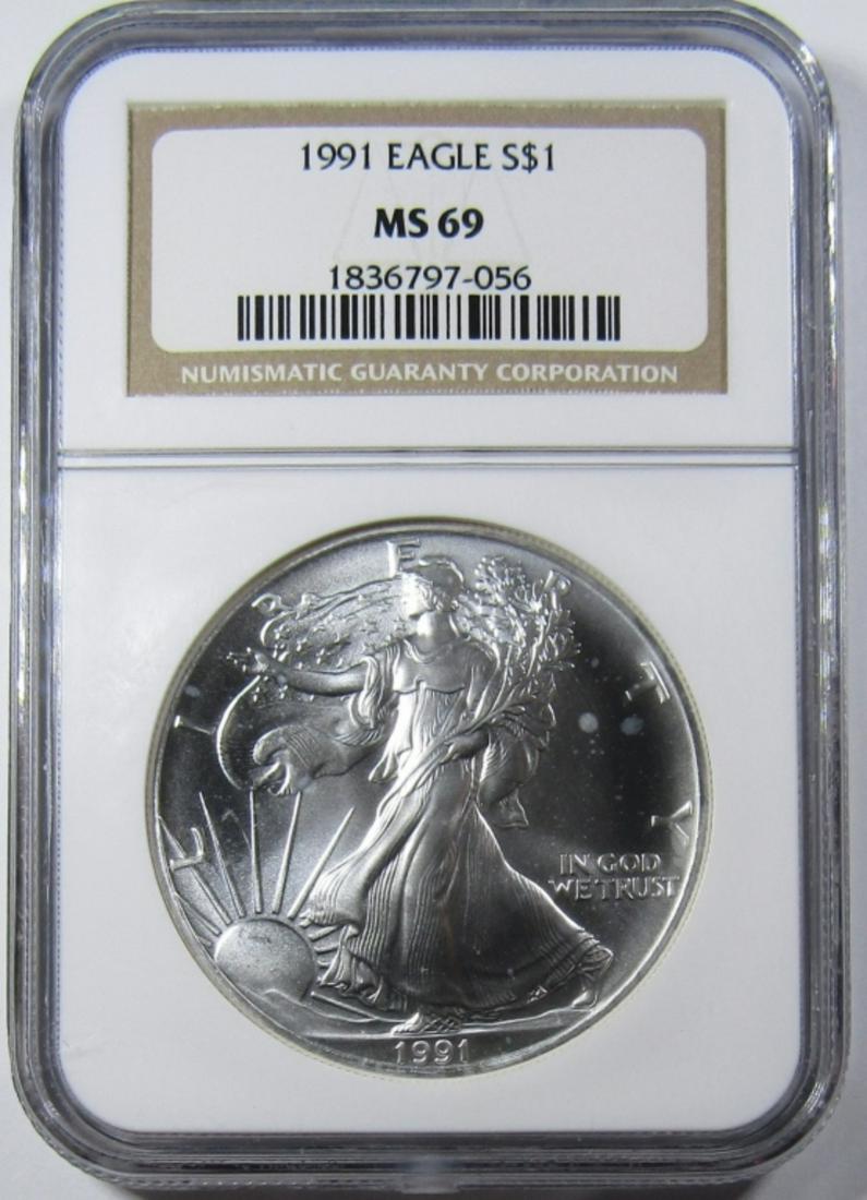 1991 AMERICAN SILVER EAGLE NGC MS-69 (1 of 4)