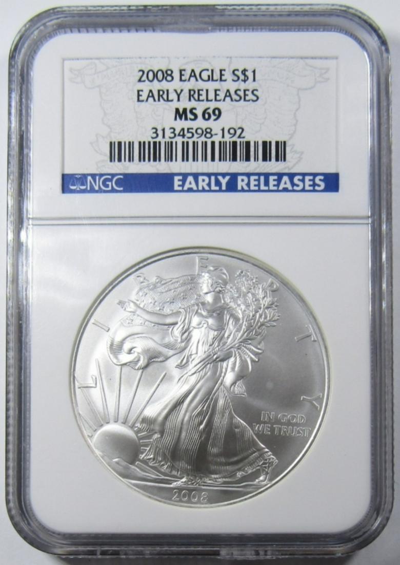 2008 AMERICAN SILVER EAGLE NGC MS-69 (1 of 4)