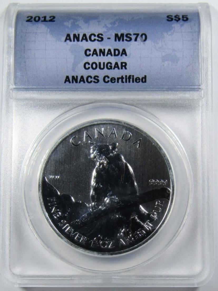 2012 CANADA SILVER $5 COUGAR ANACS MS-70 (1 of 4)