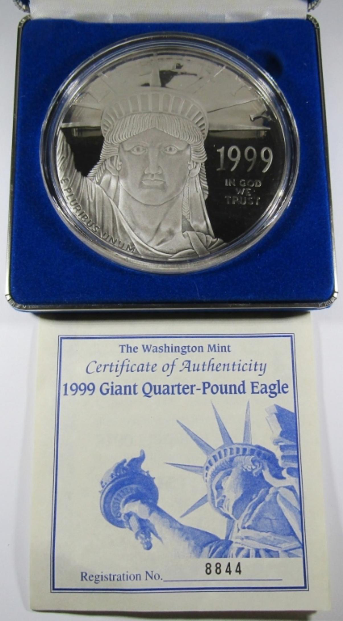 GIANT QUARTER POUND "PLATINUM EAGLE" (1 of 3)