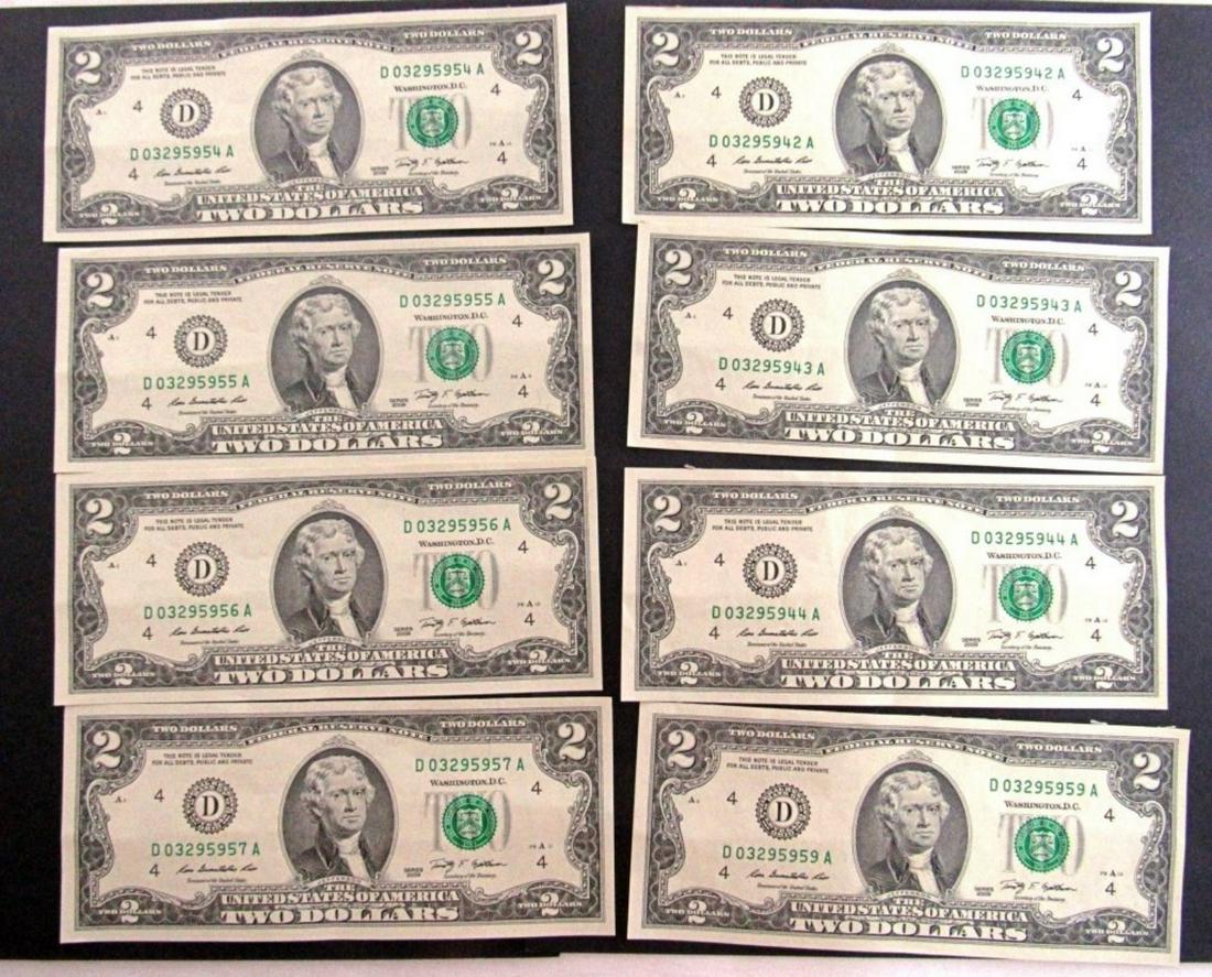 (8) CU 2009 $2 FRN - CONSECUTIVE # LOTS (1 of 2)