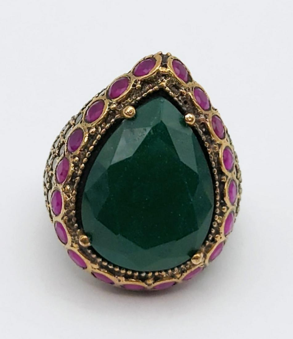 LARGE! STERLING PEAR CUT RING WITH LARGE (1 of 3)