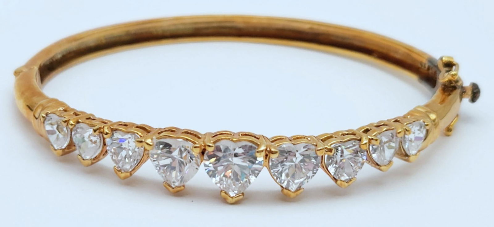 "CL" MARKED STERLING GOLD TONED HINGED CUFF (1 of 3)