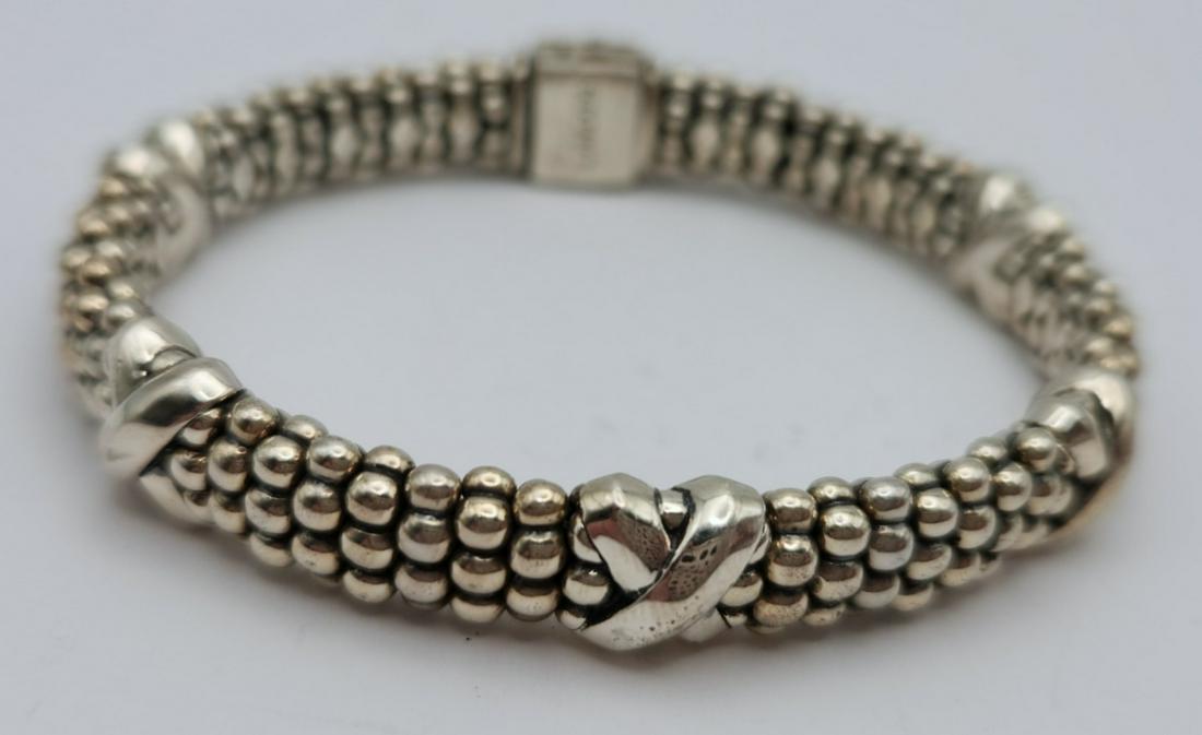 SIGNATURE CAVIAR BEADED BRACELET: LAGOS 8" STERLING - 32 DWT