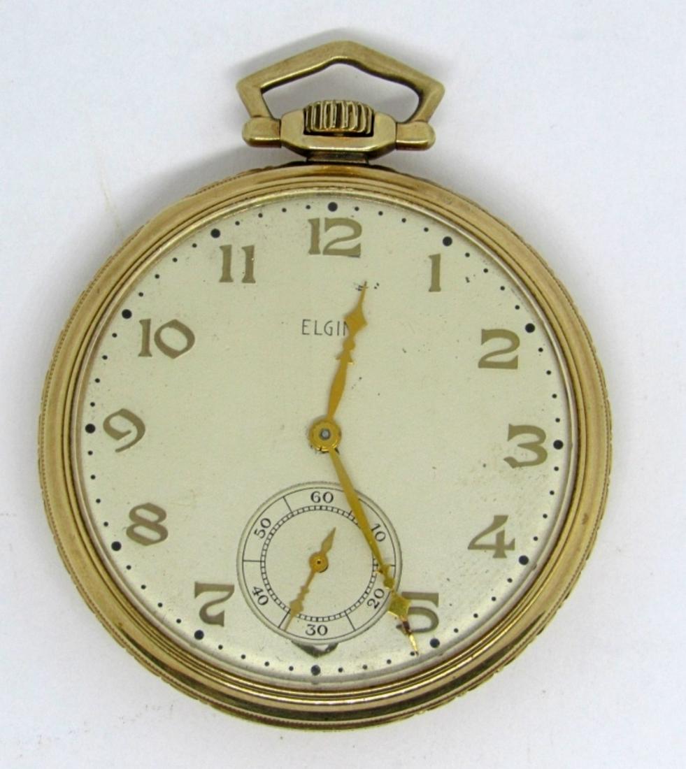 10k GOLD FILLED ELGIN OPENFACE POCKET WATCH (1 of 5)