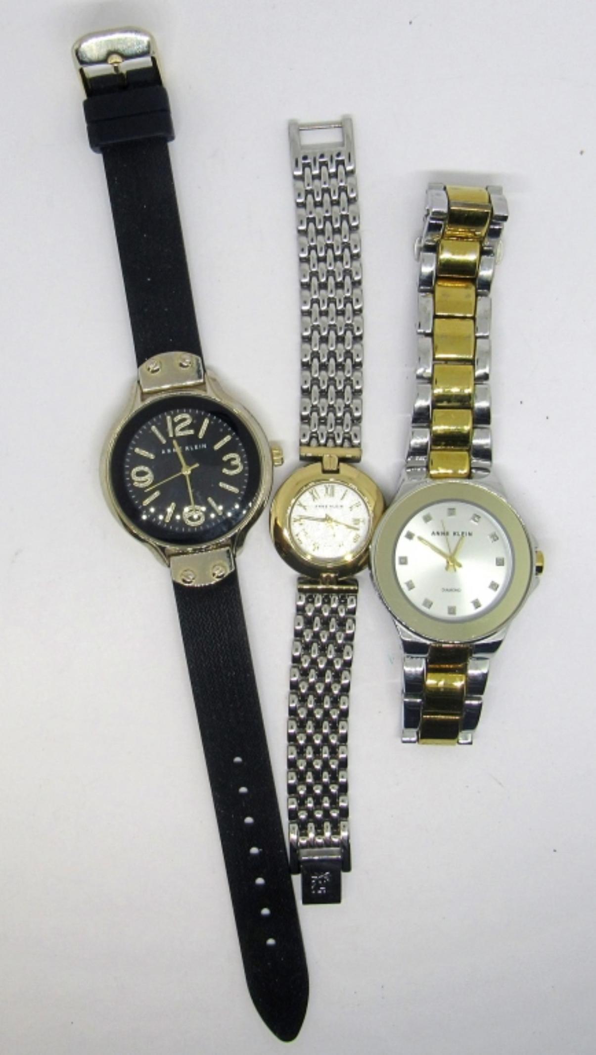(3) ANNE KLEIN FASHION LADIES WATCHES: ALL VERY NICE PRE-OWNED - UNTESTED