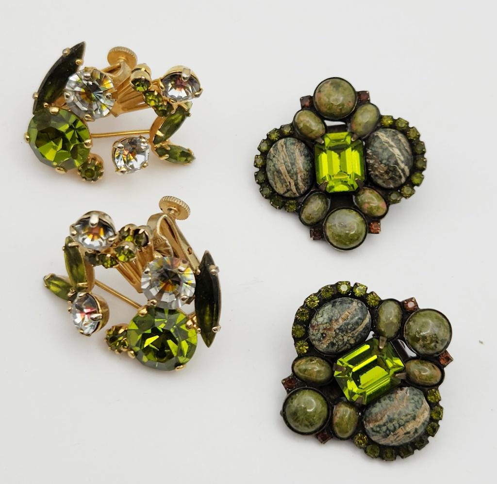 2-VINTAGE PAIRS OF CLIP ON RHINESTONE & LUCITE (1 of 6)