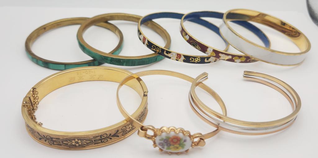 8-VINTAGE GOLD TONED BANGLES/CUFFS: AVON (1 of 7)