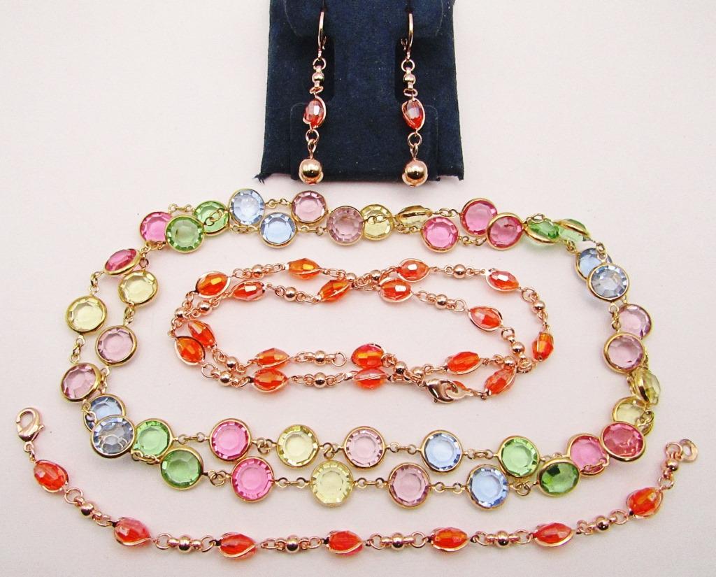 SET!  ROSE GOLD TONED NECKALCE WITH ORANGE (1 of 3)