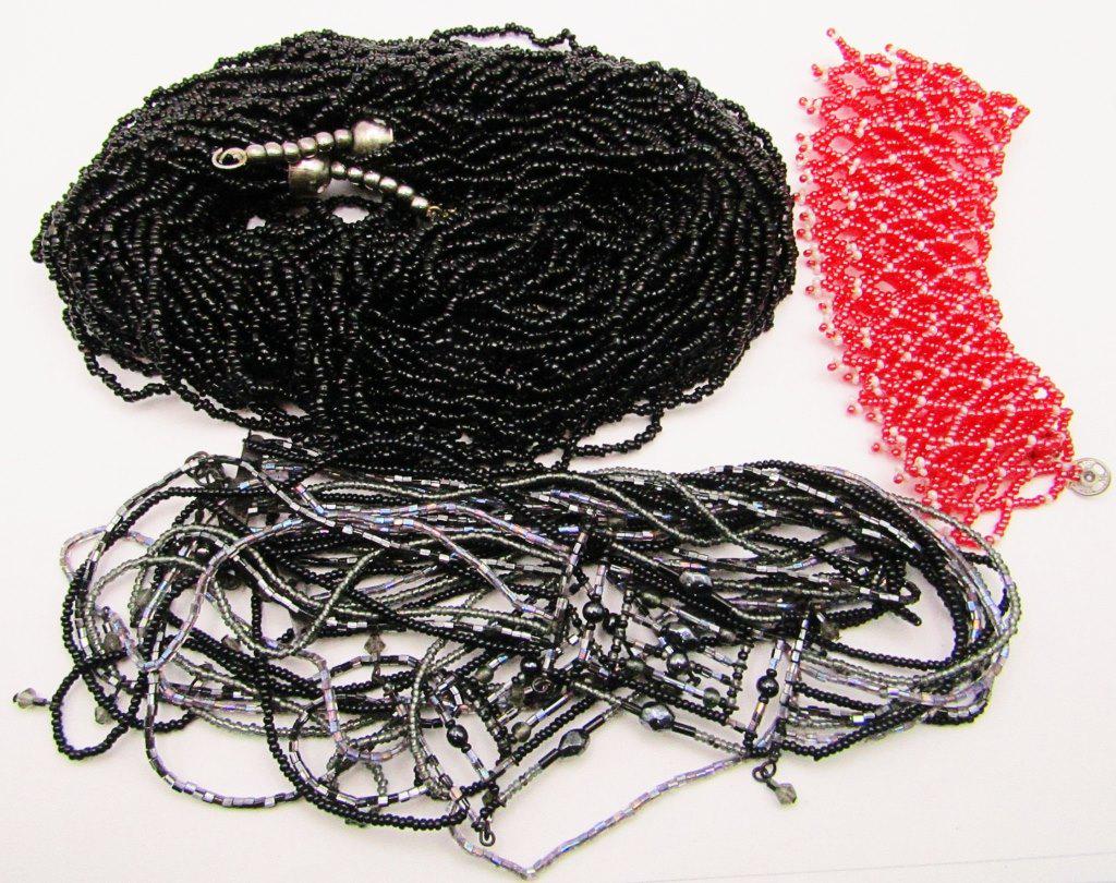 3-VINTAGE MICRO BEADED MULTI STRANDED NECKLACES (1 of 2)