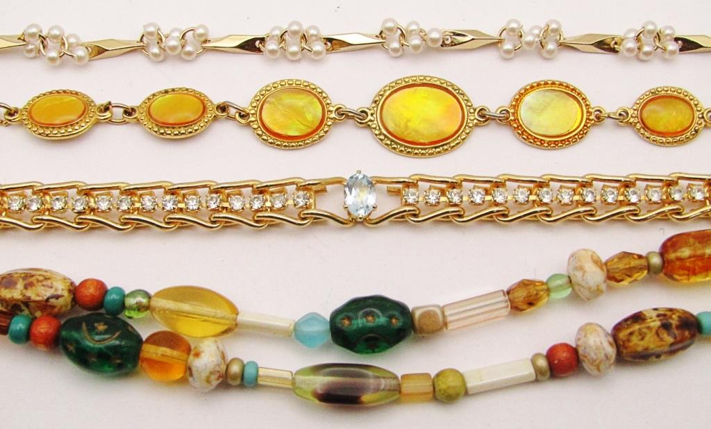4-VINTAGE FASHION BRACELETS: RHINESTONES- (1 of 3)