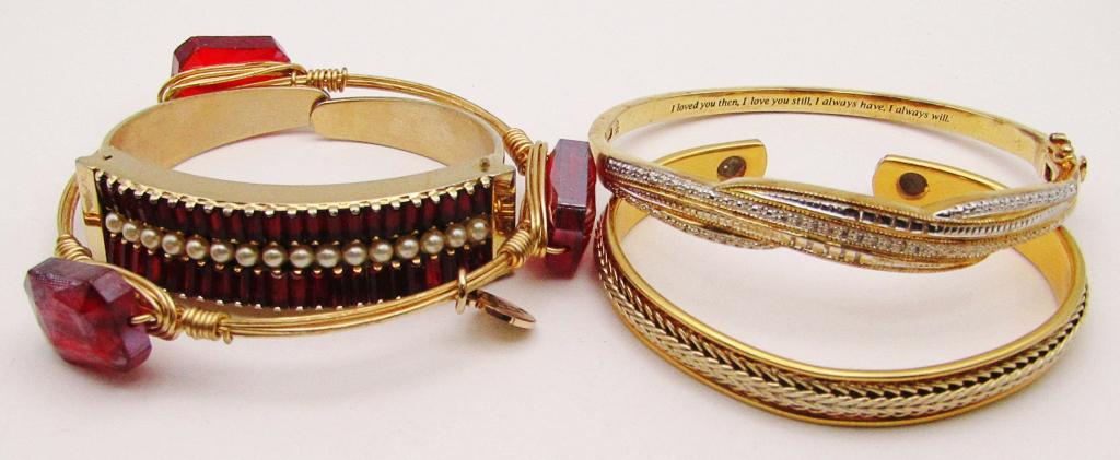 4-VTG GOLD TONED BANGLES/CUFFS (1 of 8)