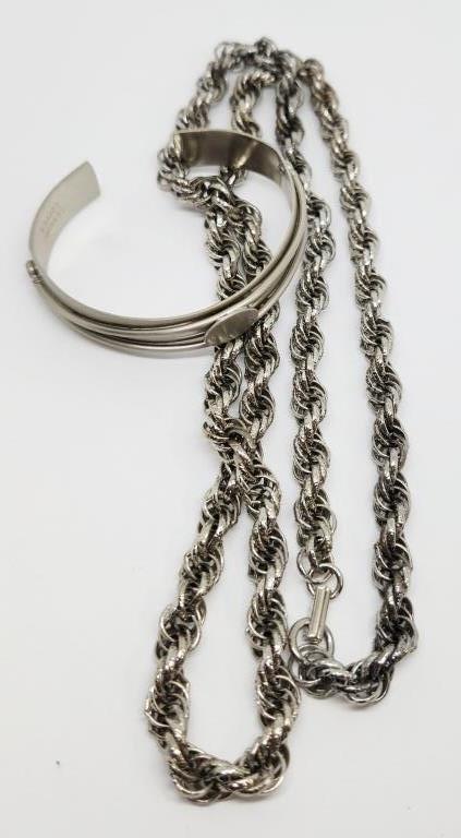 30 INCH SILVER TONED ROPE STYLE NECKLACE PLUS (1 of 4)