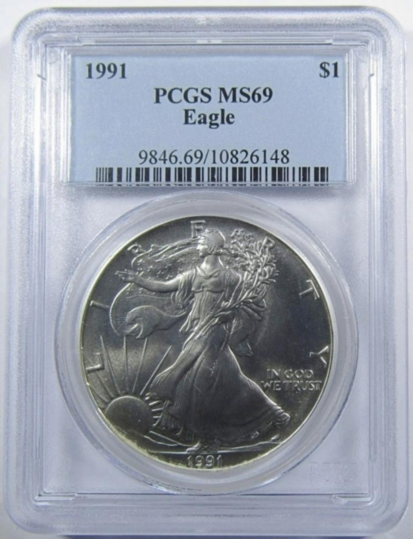 1991 AMERICAN SILVER EAGLE PCGS MS-69 (1 of 4)