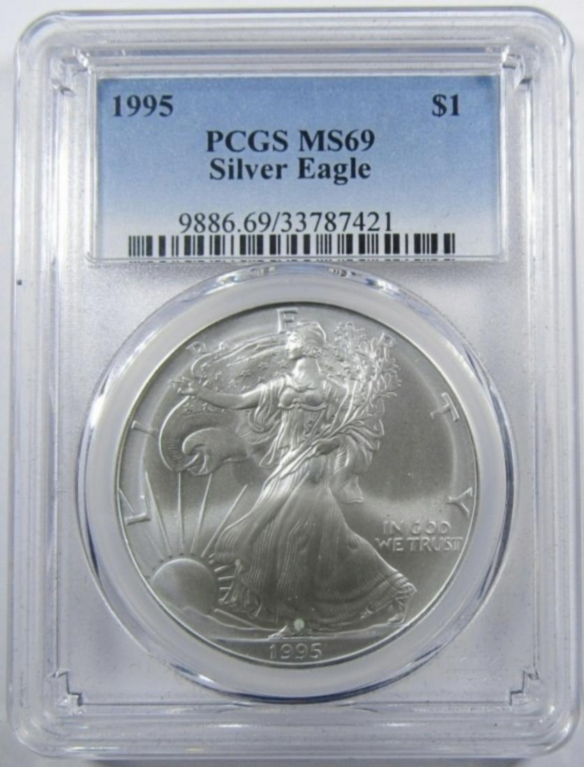 1995 AMERICAN SILVER EAGLE PCGS MS-69 (1 of 4)
