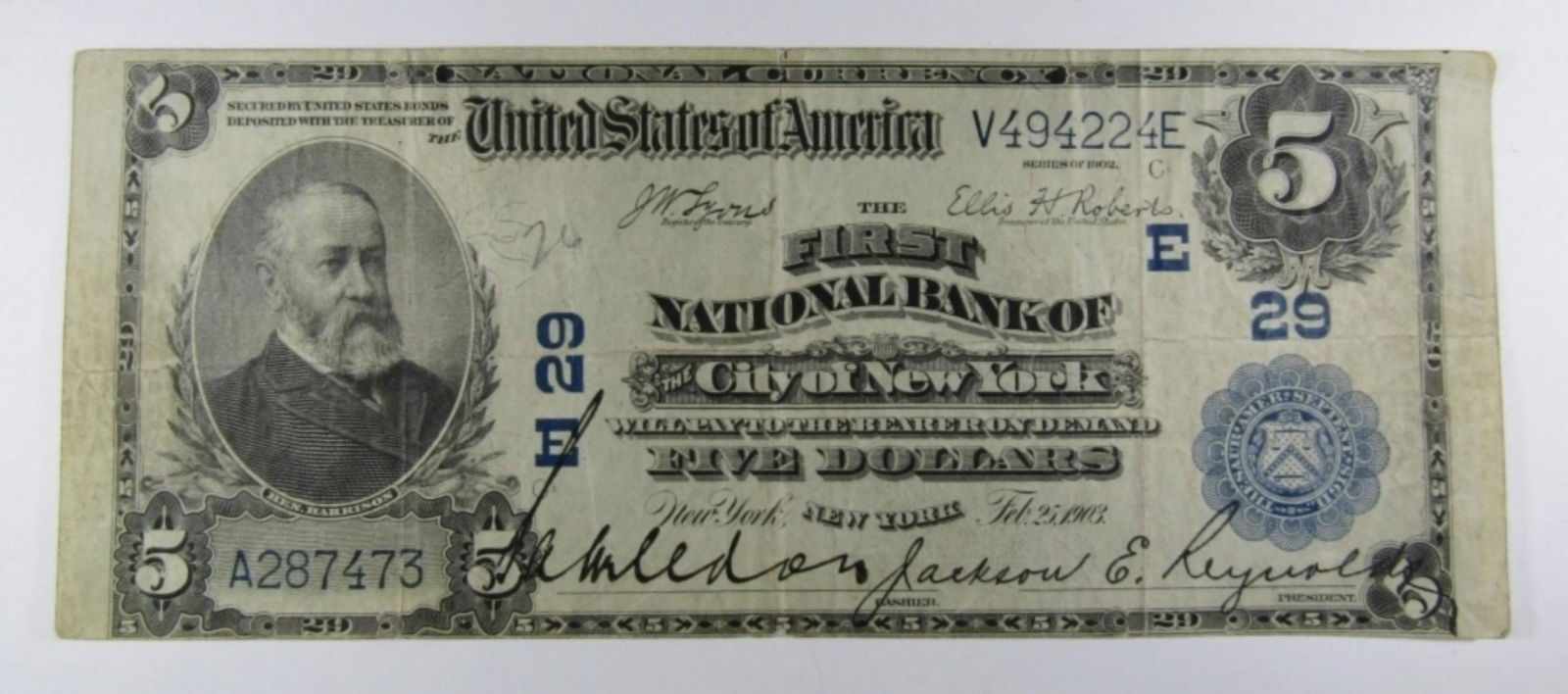 1903 $5 NATIONAL CURRENCY City of New York (1 of 2)