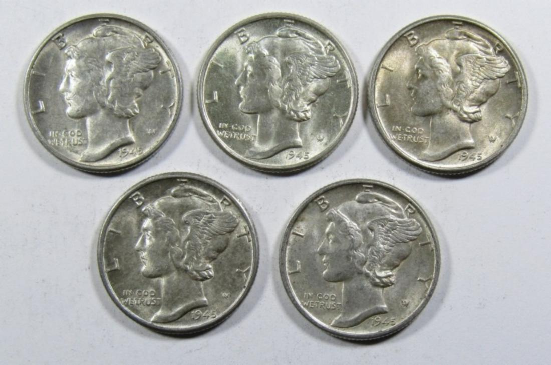 (5) 1945 MERCURY DIMES AU/BU (1 of 2)