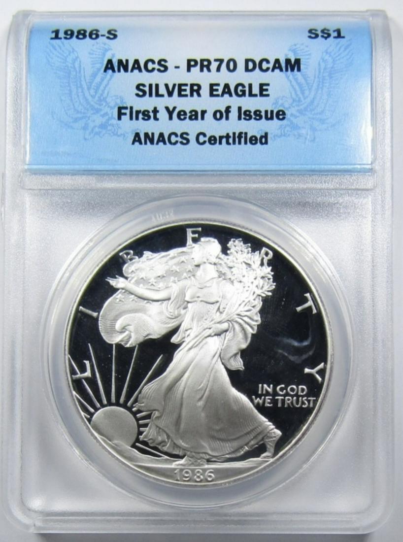 1986-S SILVER EAGLE ANACS PR-70 DCAM (1 of 4)