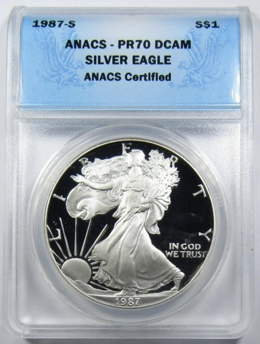 1987-S SILVER EAGLE ANACS PR-70 DCAM (1 of 4)