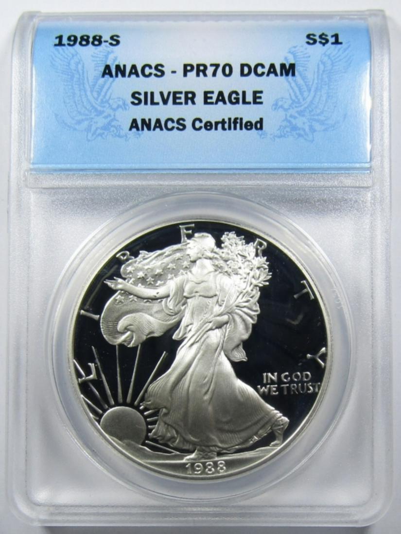 1988-S SILVER EAGLE ANACS PR-70 DCAM (1 of 4)
