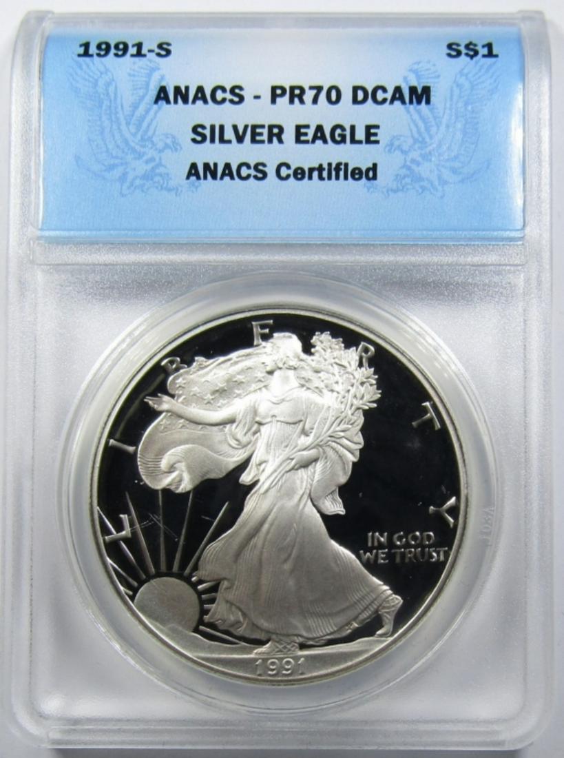 1991-S SILVER EAGLE ANACS PR-70 DCAM (1 of 4)