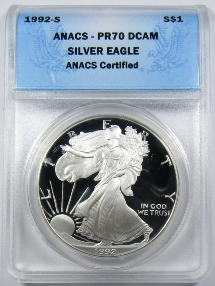 1992-S SILVER EAGLE ANACS PR-70 DCAM (1 of 4)