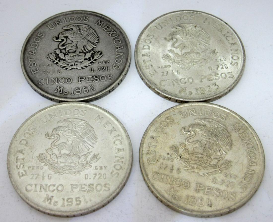 1951, 52, 53, & 54 MEXICO CINCO PESOS (1 of 2)