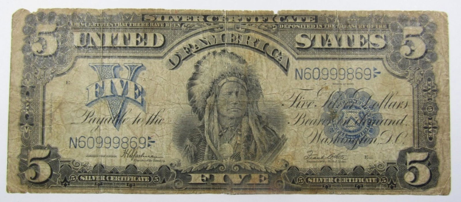 1899 $5 "INDIAN CHIEF" SILVER CERTIFICATE (1 of 2)