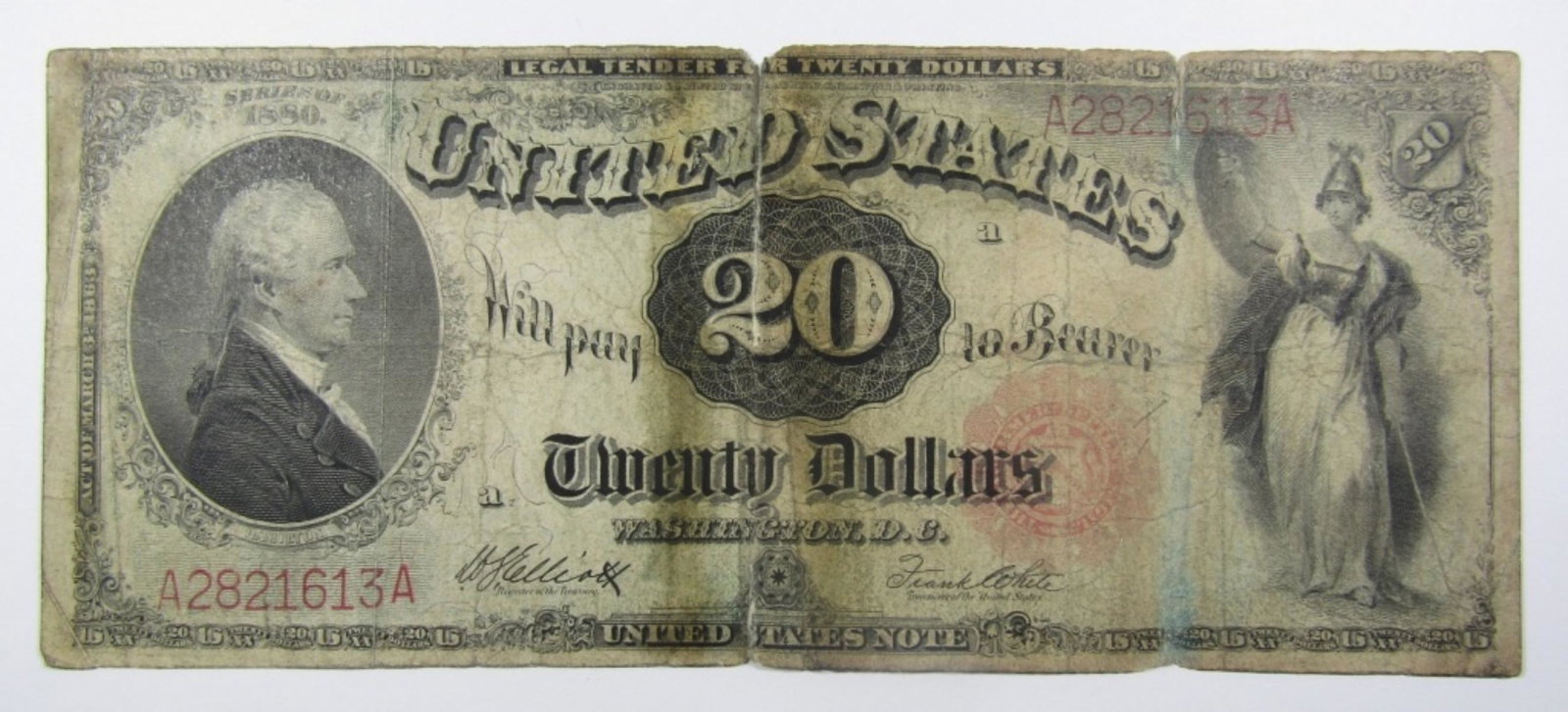 1880 $20 RED SEAL LEGAL TENDER NOTE: ONE STOP SHOP FOR ANTIQUES, COLLECTIBLES, AND COINS