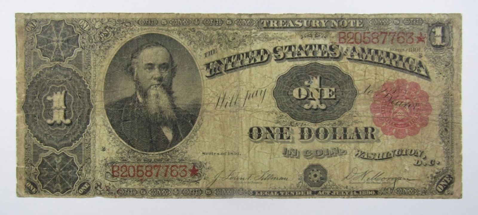 1891 $1 "STANTON" TREASURY NOTE (1 of 2)