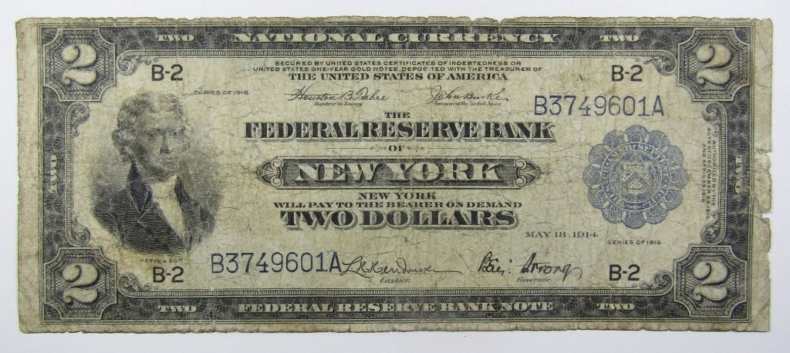 1918 $2 NATIONAL CURRENCY FRBN (1 of 2)
