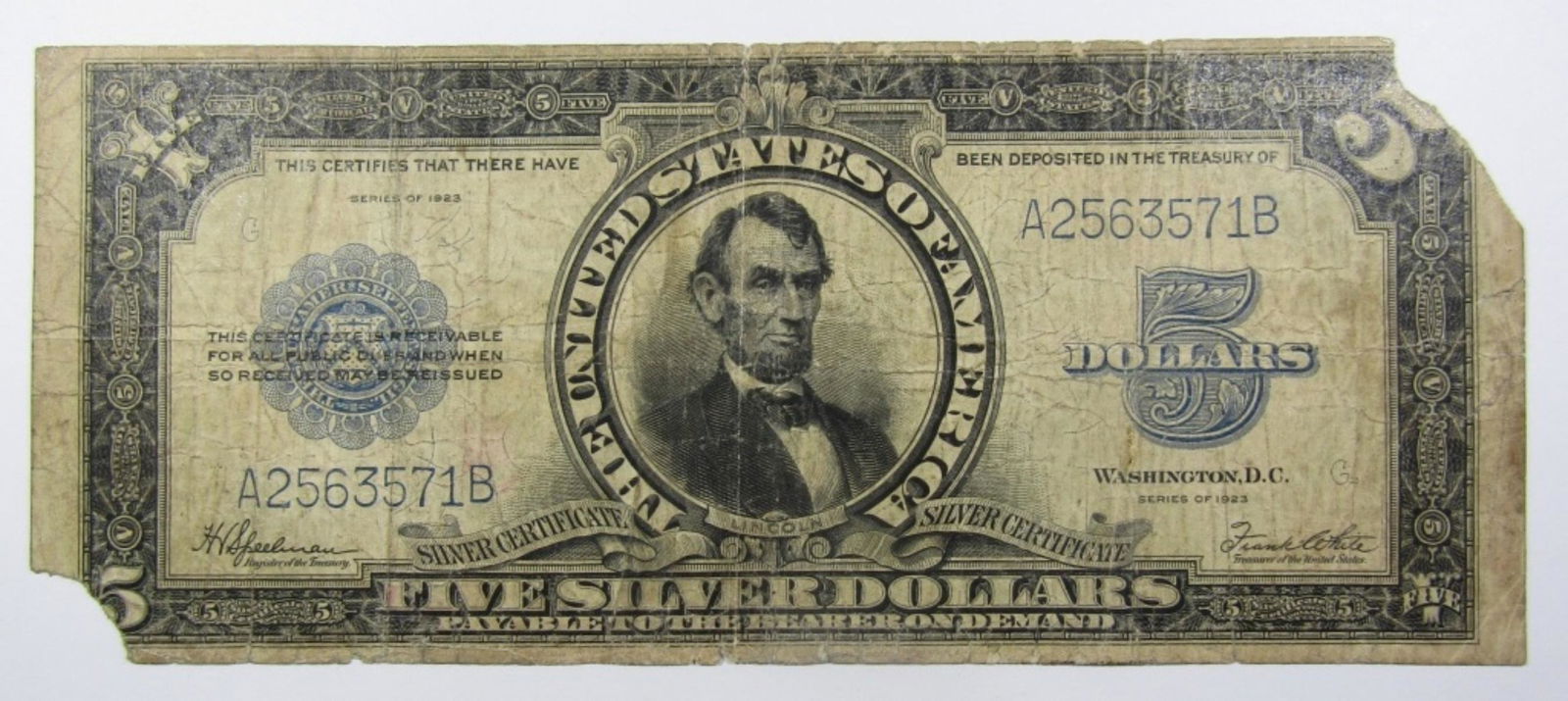 1923 $5 SILVER CERTIFICATE "PORTHOLE" (1 of 2)