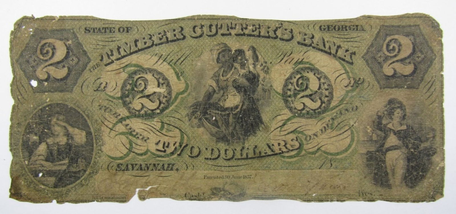 18xx $2 GEORGIA OBSOLETE CURRENCY NOTE (1 of 2)