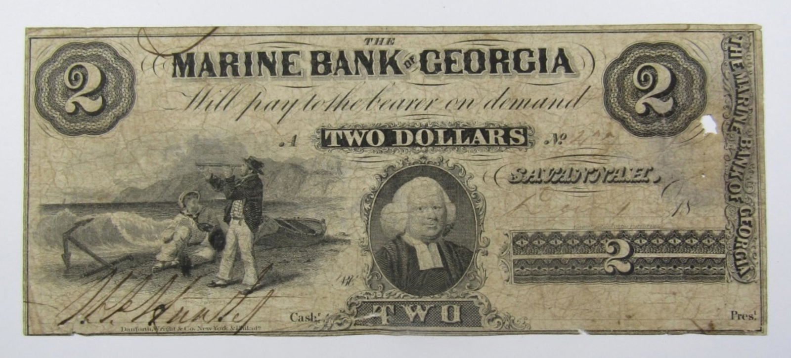 18xx $2 GEORGIA OBSOLETE CURRENCY NOTE (1 of 2)