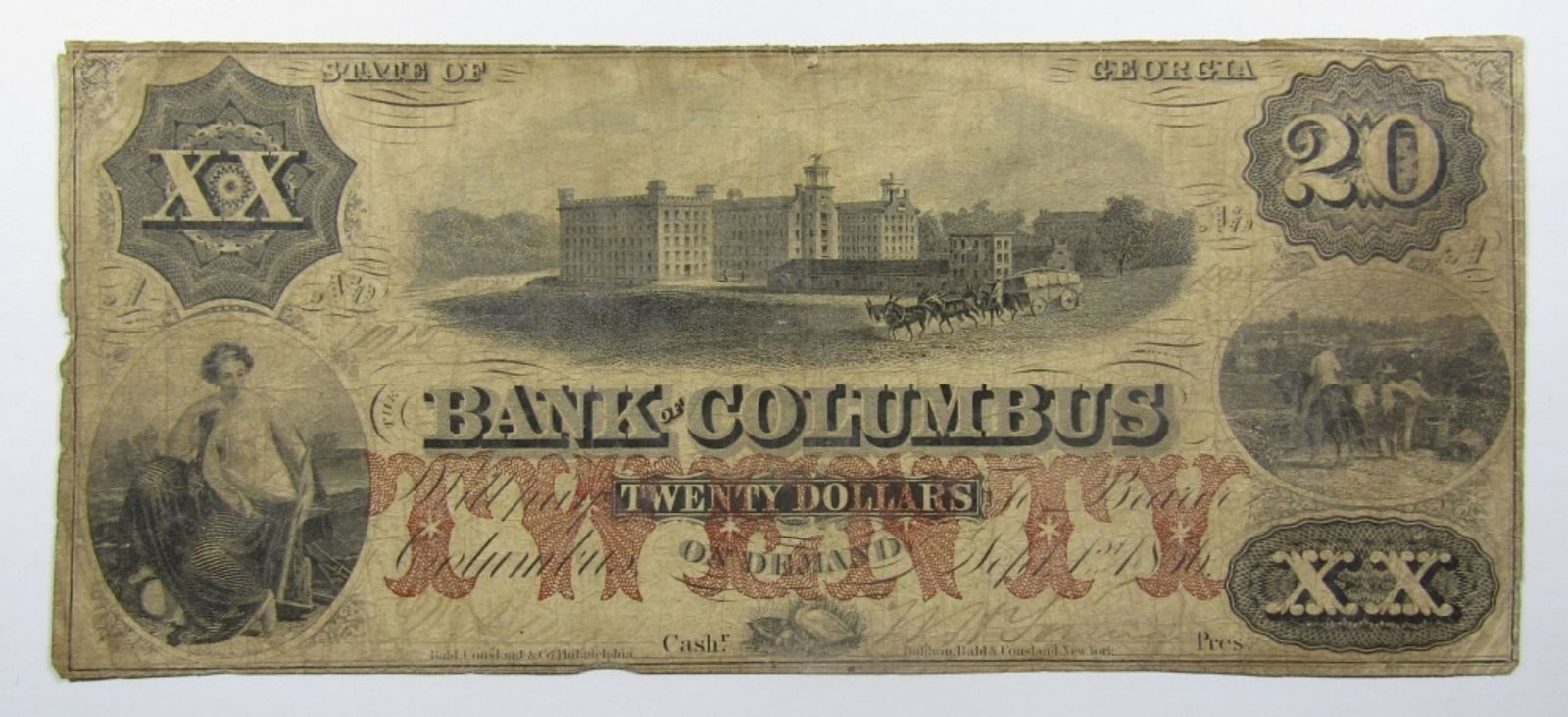 1856 $20 GEORGIA OBSOLETE CURRENCY NOTE (1 of 2)