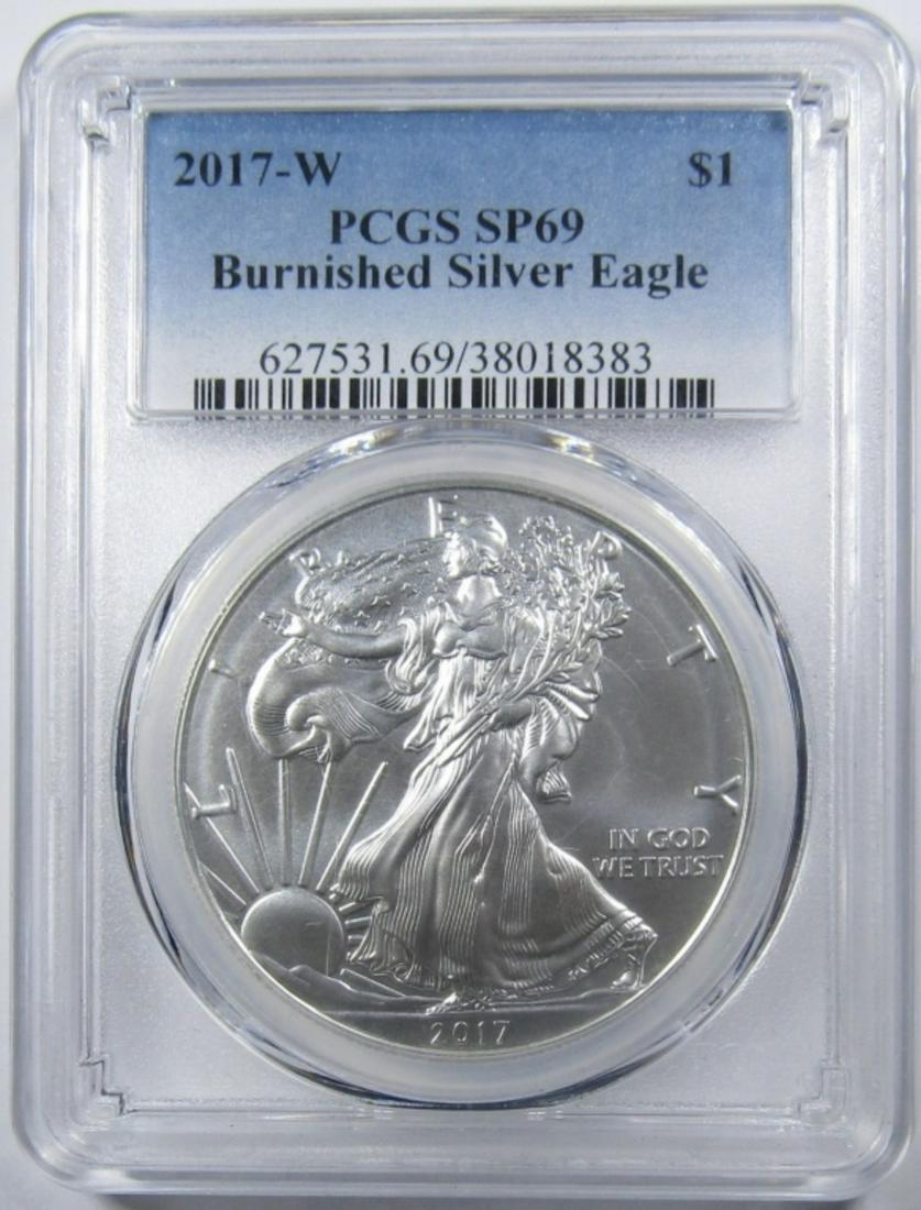 2017-W BURNISHED SILVER EAGLE PCGS SP-69 (1 of 4)